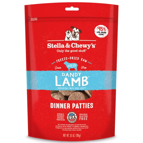 Stella-Chew Freeze-Dried Raw Dinner Patties All Life Stages Dry Dog Food - Dandy Lamb