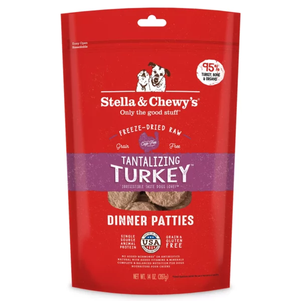 Stella-Chew Freeze-Dried Raw Dinner Patties All Life Stages Dry Dog Food - Tantalizing Turkey