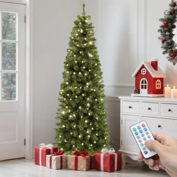 7.5ft Prelit Spruce Artificial Green Christmas Tree with 350 Lights for Living Room