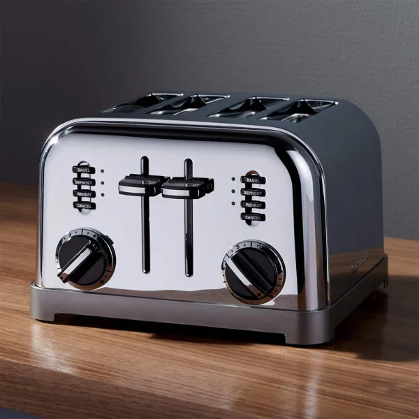 4-Slice Metal Classic Toaster, Stainless Steel Wide Slot Toaster