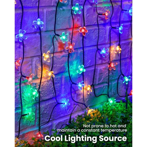 Brightown Solar Flower String Lights 60 LED Waterproof Fairy Lights Outdoor for Garden, Patio, Fence, Tree, Wedding, Holiday, Party Decor