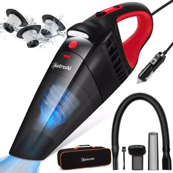 Portable Car Vacuum – Handheld Corded Cleaner with Strong Suction & Washable HEPA Filter