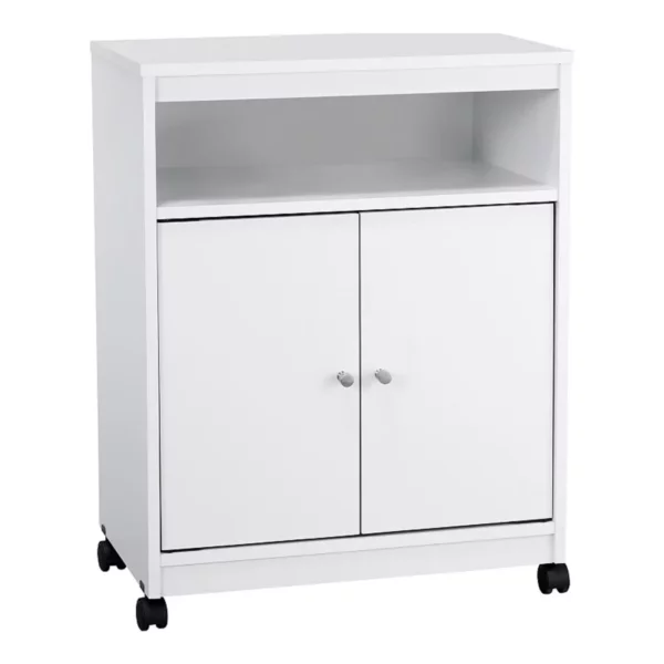 Good To Go Style Laundry & Microwave Utility Cart - Rolling Kitchen Island with Storage Cabinet, Drawer and Shelf - Compact, Multi-Purpose Workstation for Small Spaces