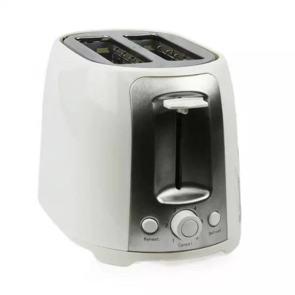 2-Slice Cool Touch Toaster – White & Stainless Steel Design with Adjustable Browning