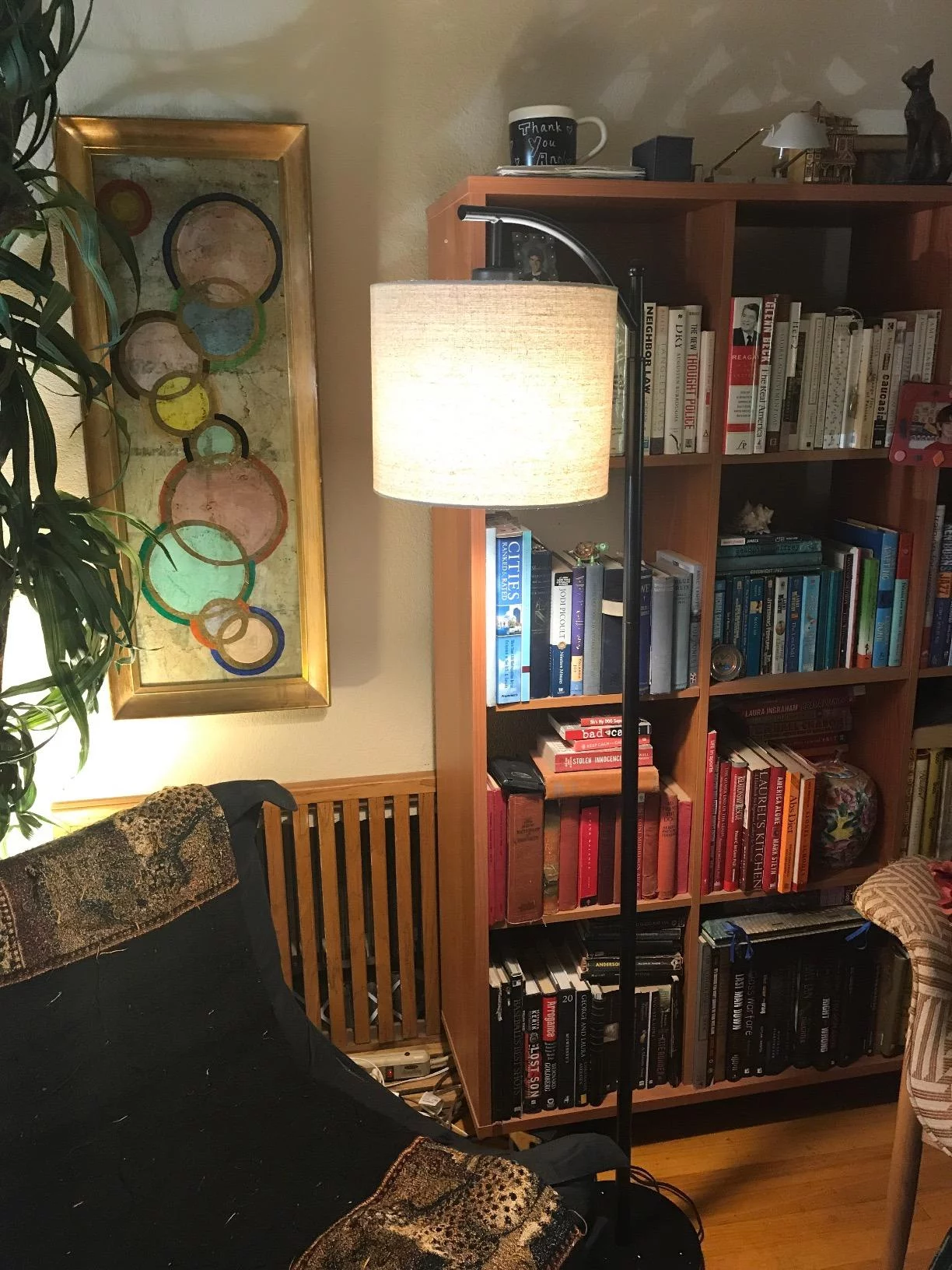 Montage 62-Inch LED Arc Floor Lamp with White Hanging Drum Shade - Bronze Finish, Adjustable Arm & Dimmable Brightness - Modern Living Room Lighting photo review