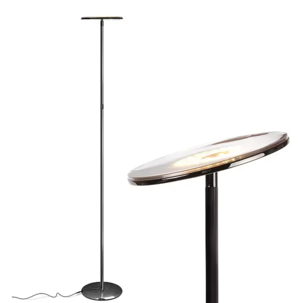Sky 63 Super Bright LED Torchiere Modern Floor Lamp - Adjustable Head for Directional Lighting - Energy Saving, Tall Design for Whole Room Illumination & Reading