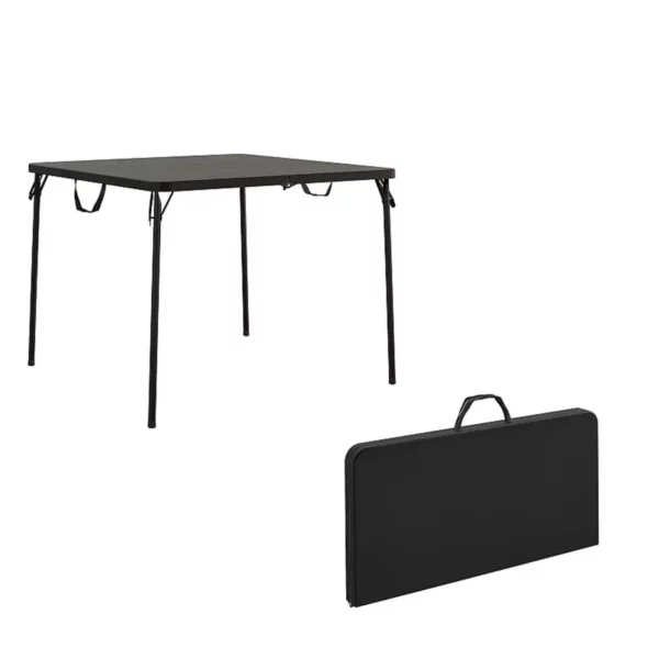 Portable Folding Card Table for Games, Puzzles, and Extra Seating - Lightweight, Durable Steel Frame & Easy Storage - Square Utility Table