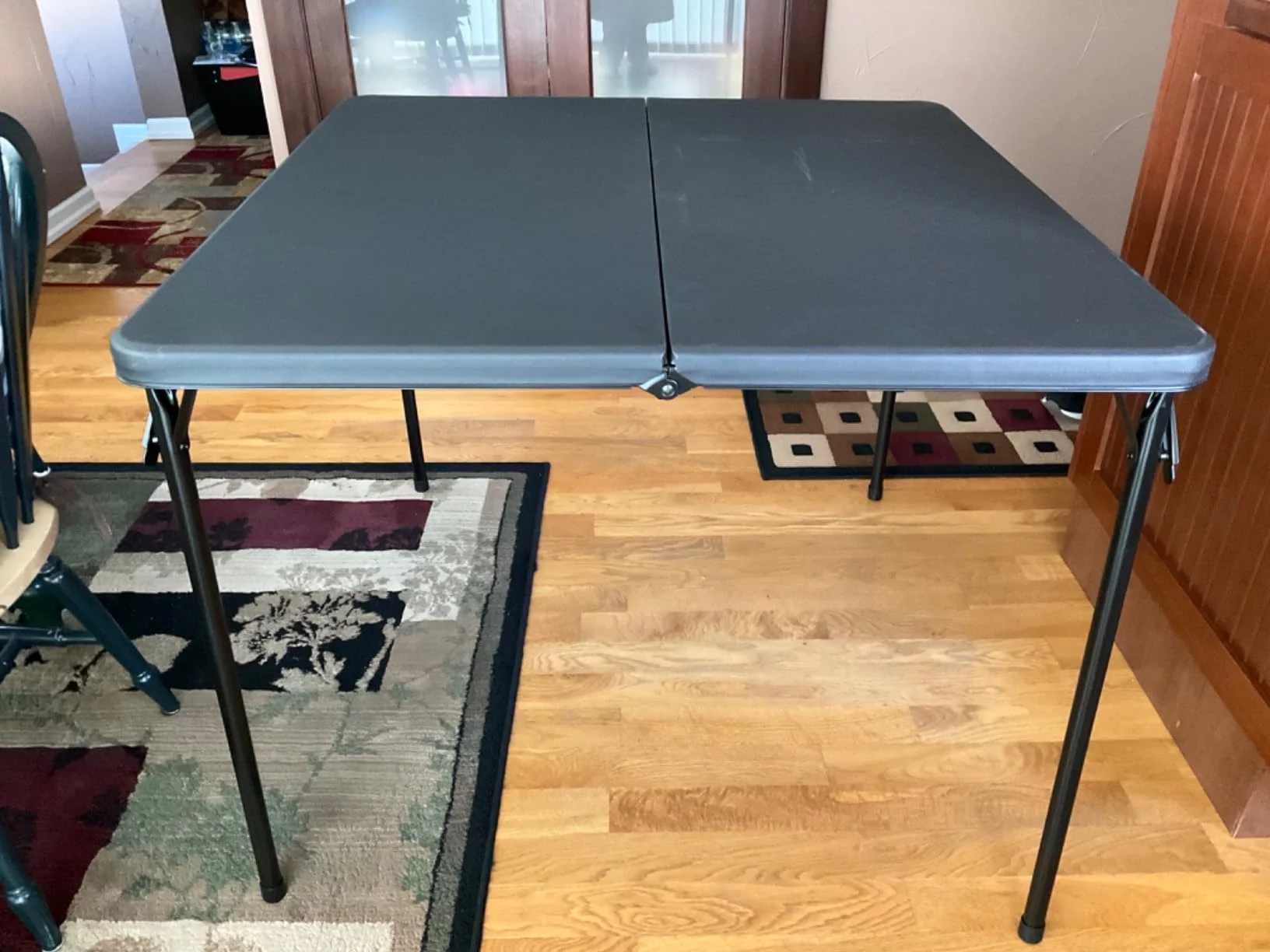 Portable Folding Card Table for Games, Puzzles, and Extra Seating - Lightweight, Durable Steel Frame & Easy Storage - Square Utility Table photo review