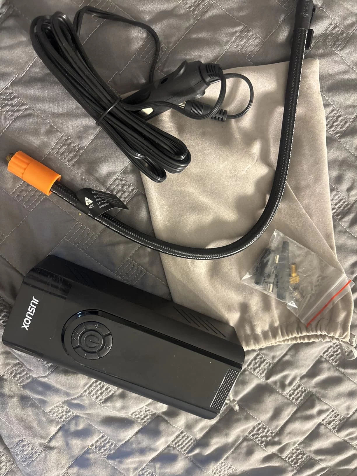 Click to view full screen Digital Smart Air Pump & Tire Inflator - Automatic Shut-Off, Preset Pressure & LED Display - 12V Portable Compressor for Car, Bike, and Sports Equipment photo review