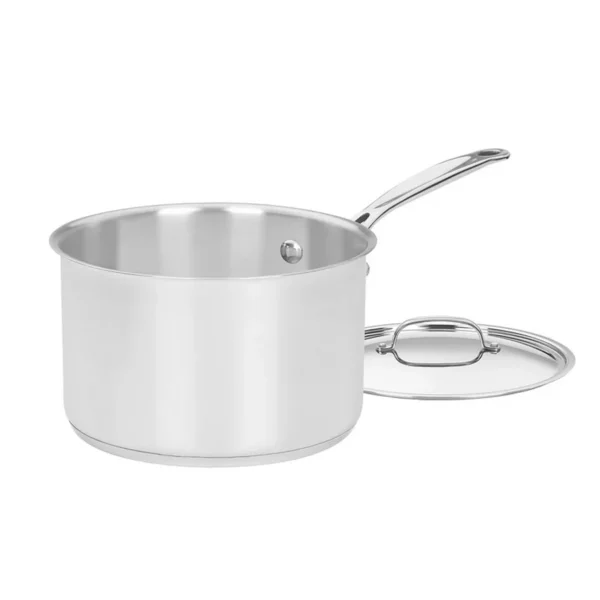 Chef's Classic Style 4-Quart Stainless Steel Saucepan with Lid - Mirror Finish, Encapsulated Base for Even Heating & Stay-Cool Handle - Versatile Kitchen Cookware