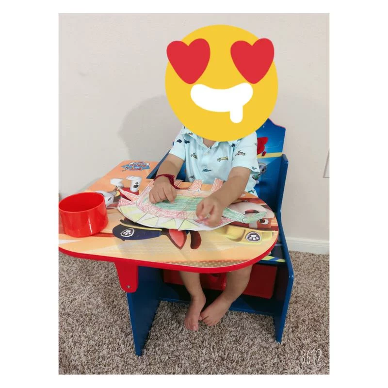 Paw Patrol Chair Desk with Storage Bin – Kids Study Table with Built-In Drawer and Fun Character Design photo review