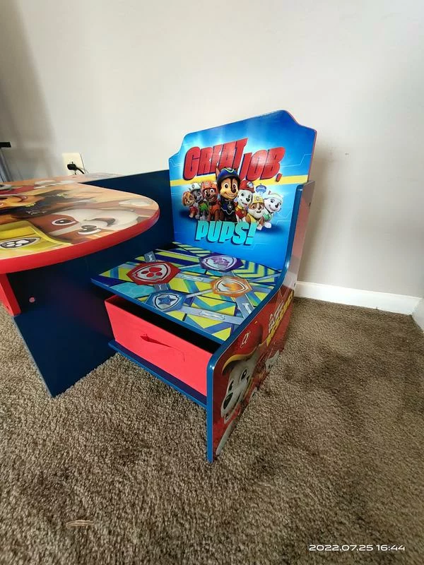 Paw Patrol Chair Desk with Storage Bin – Kids Study Table with Built-In Drawer and Fun Character Design photo review