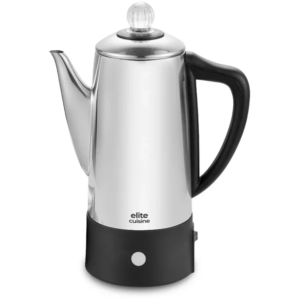 6-Cup Cordless Electric Coffee Percolator - Stainless Steel Design, Fast Brewing & Automatic Keep Warm Function - Vintage Style for Bold, Rich Coffee Flavor