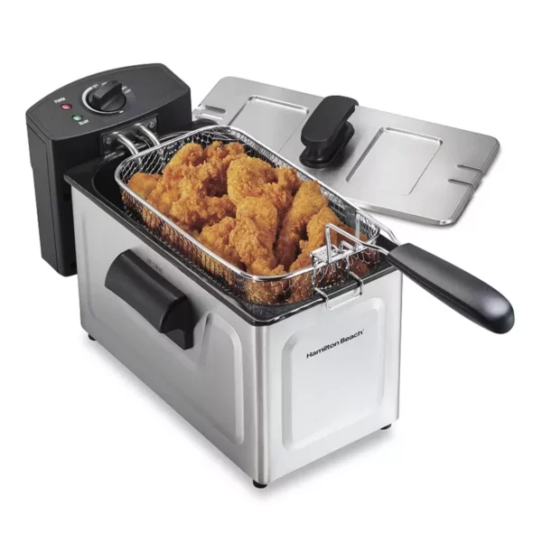 12-Cup Stainless Steel Electric Deep Fryer - Extra Large Capacity for Family Meals - Adjustable Temperature Control & Ready Light - Removable Basket and Easy Clean