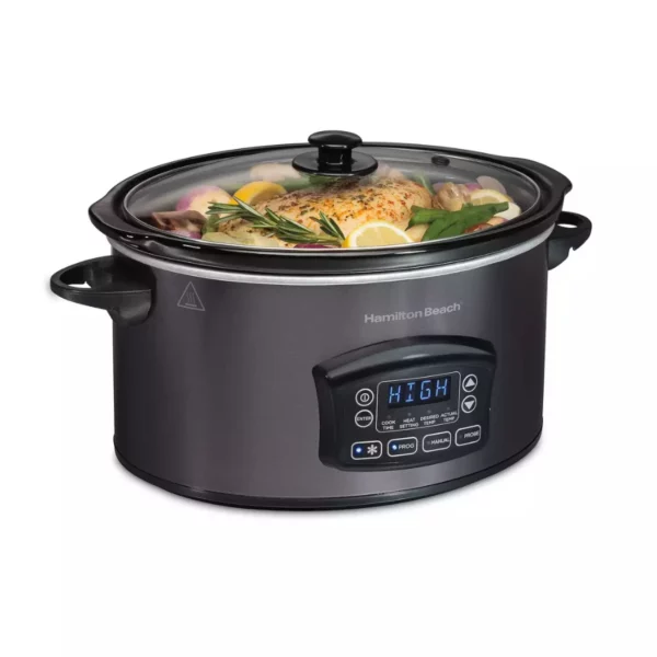 6-Quart Programmable Slow Cooker – Built-In Defrost Function for Frozen Meals