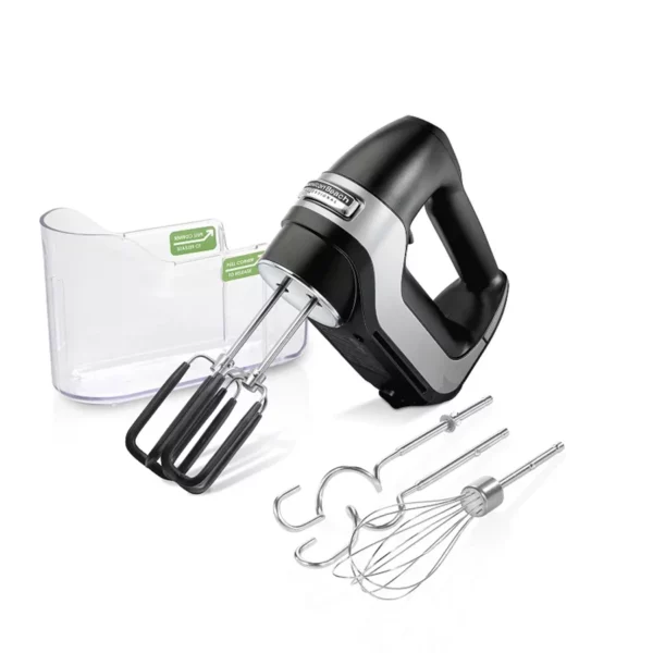 Professional 7-Speed Hand Mixer with DC Motor & Snap-on Storage Case - Powerful, Lightweight for Whipping, Mixing & Baking - Easy Clean Attachments