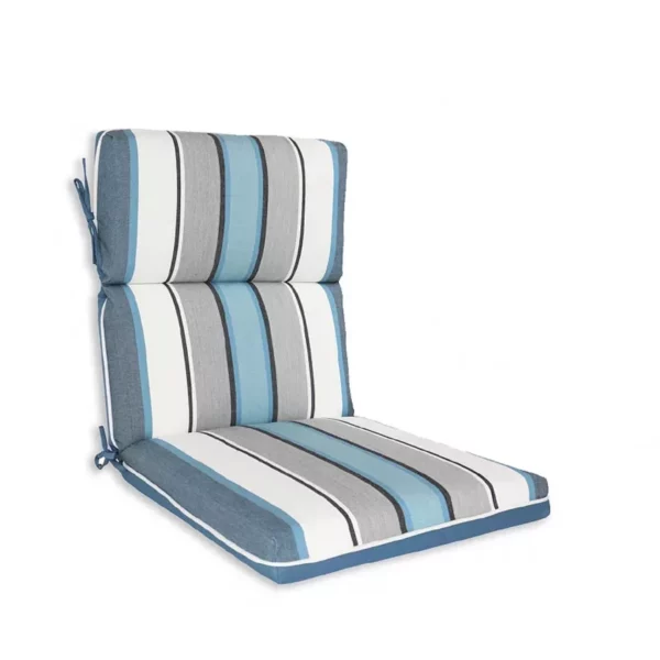 Striped High-Back Patio Chair Cushion Outdoor Seat & Back Cushion