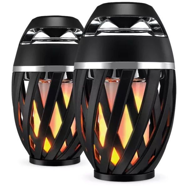 TIKI Ultra IPX4 Water-Resistant Bluetooth Speaker Party Pack - Includes 2 Speakers with Flickering LED Flame Lights - Portable, Wireless & Ideal for Patio, Pool, and Outdoors