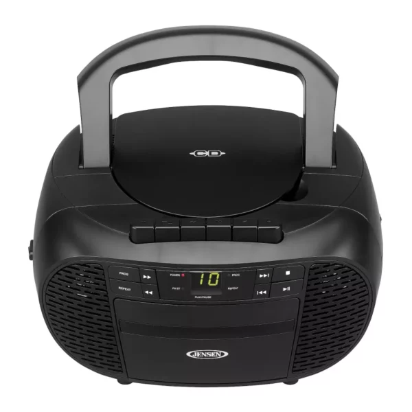 Portable Stereo System with Cassette and CD Player – AM/FM Radio, Built-In Speakers & Handle
