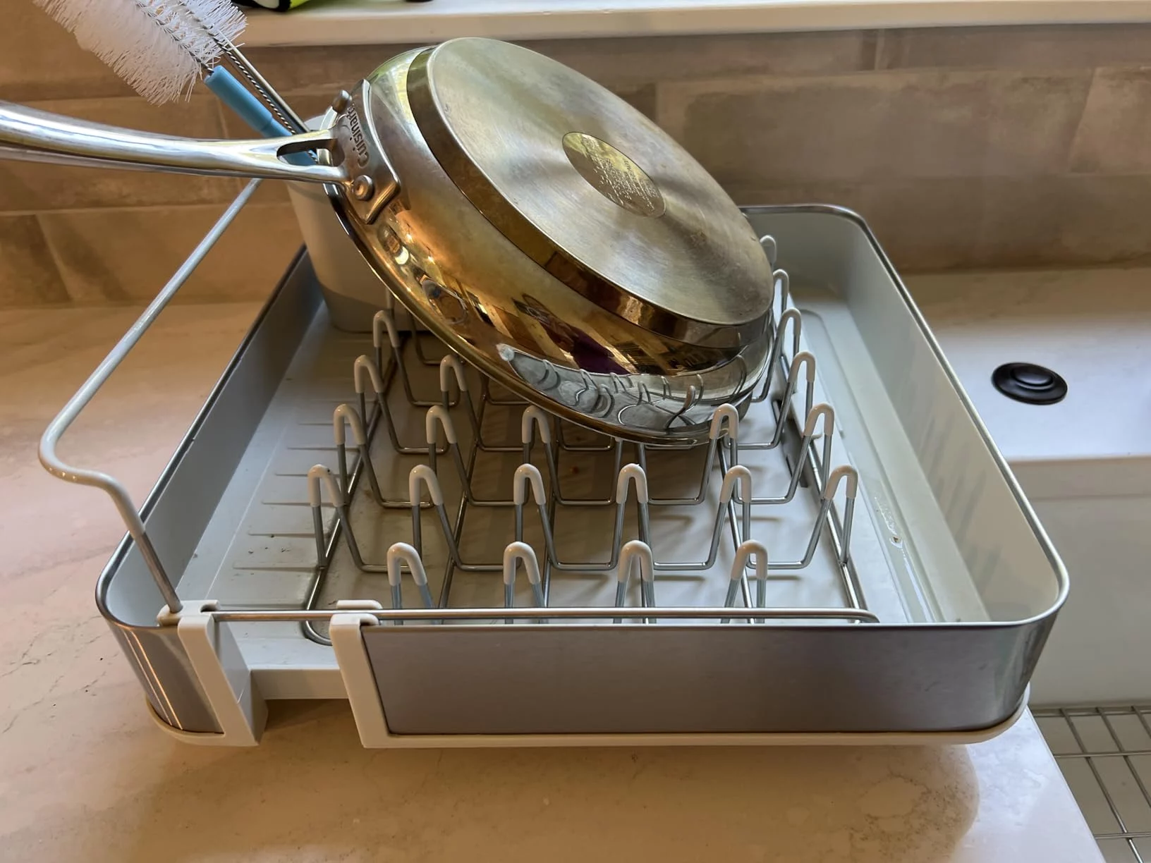 Extendable Steel Dish Rack with Integrated Draining Spout - Expandable Design for More Dishes, Rust-Resistant & Easy Clean - Perfect for Small or Large Kitchens photo review