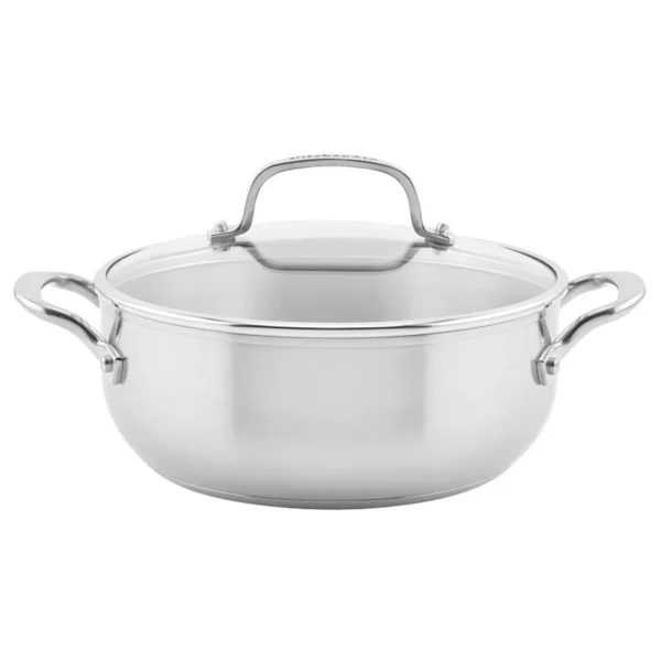 4-Quart Triple-Ply Stainless Steel Casserole with Lid - Even Heat Distribution, Induction Ready & Oven Safe - Ideal for Soups, Stews, and Braising