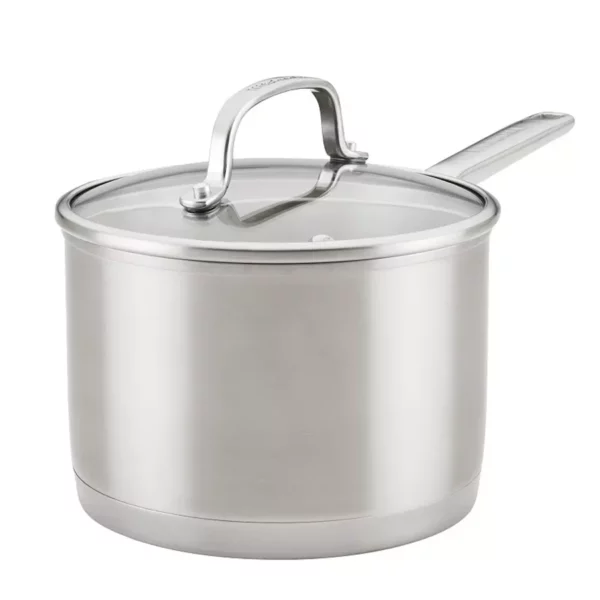 3-Quart Stainless Steel Saucepan with Lid 3-Ply Bonded Base