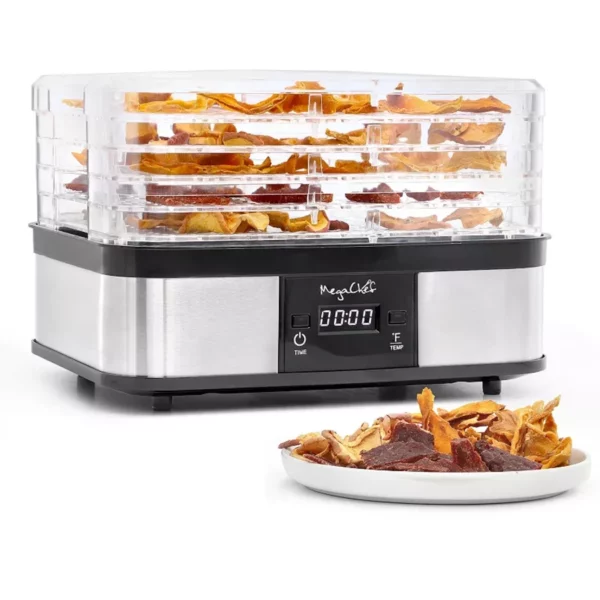 5-Tray Food Dehydrator with Adjustable Digital Timer & Temperature Control - Preserve Fruits, Meats & Vegetables - Ideal for Healthy Snacks