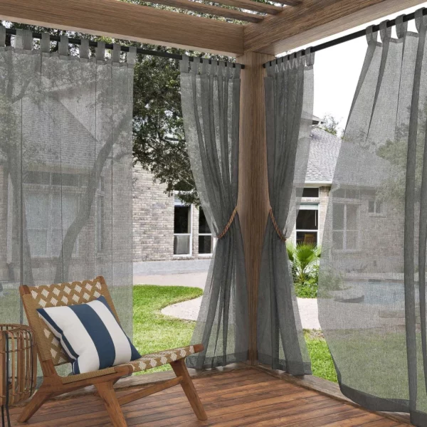 Amina Sheer Indoor/Outdoor Curtain – Fade-Resistant Panel for Patio, Porch, or Living Space