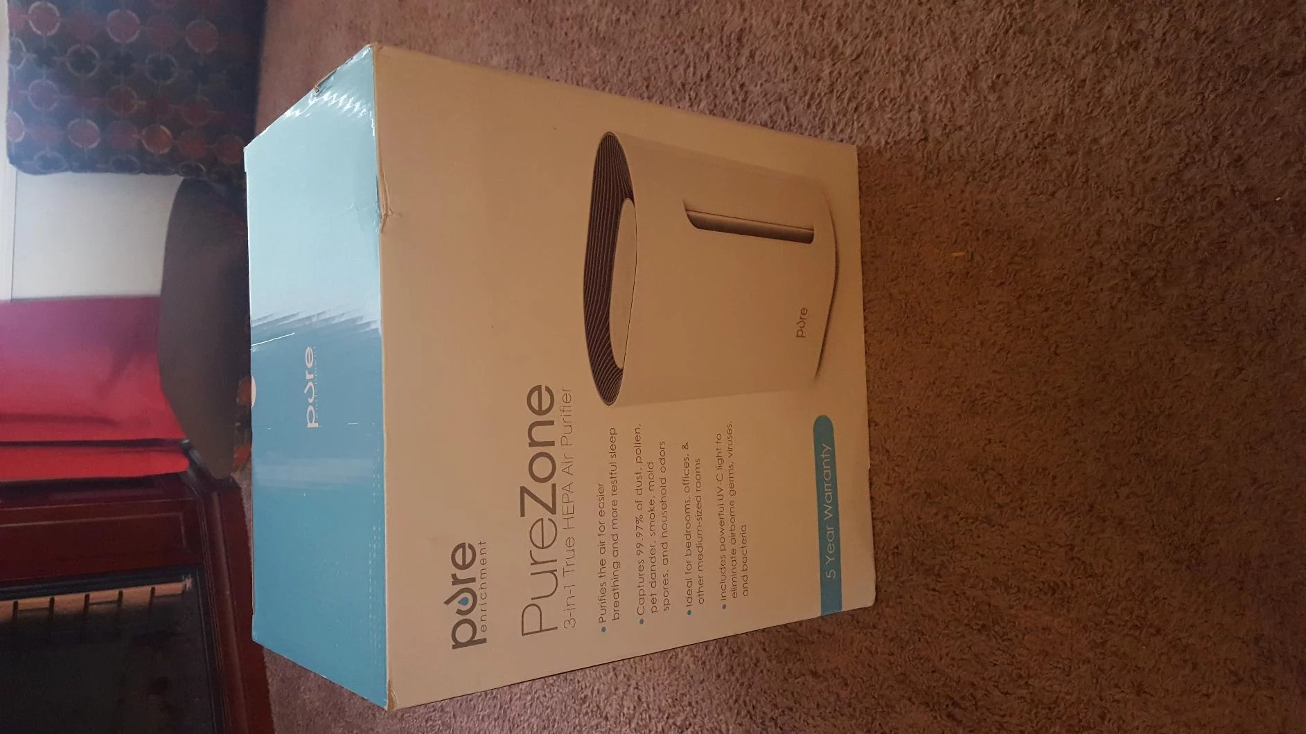 True HEPA Air Purifier with UV-C Light Sanitization - Eliminates 99.97% of Germs, Allergens, and Odors - Quiet, Efficient, Gray Finish photo review