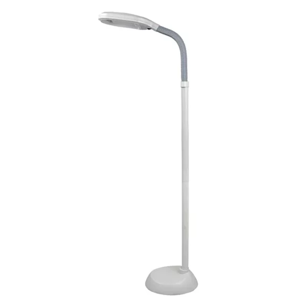 Sunlight Full Spectrum Floor Lamp (White Finish) - Provides Natural Daylight for Reading, Crafts & Office - Energy-Efficient LED, Flexible Neck & Stable Base