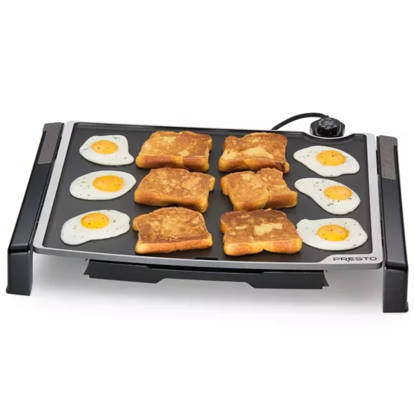 Extra-Large 19-Inch Electric Griddle with Tilt-N-Fold Storage - Nonstick Cooking Surface, Adjustable Temperature Control - Ideal for Pancakes & Family Meals