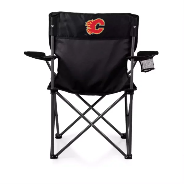 Folding Camp Chair – Portable Outdoor Seat with Cup Holder, Armrests & Carry Bag (Calgary Flames edition)