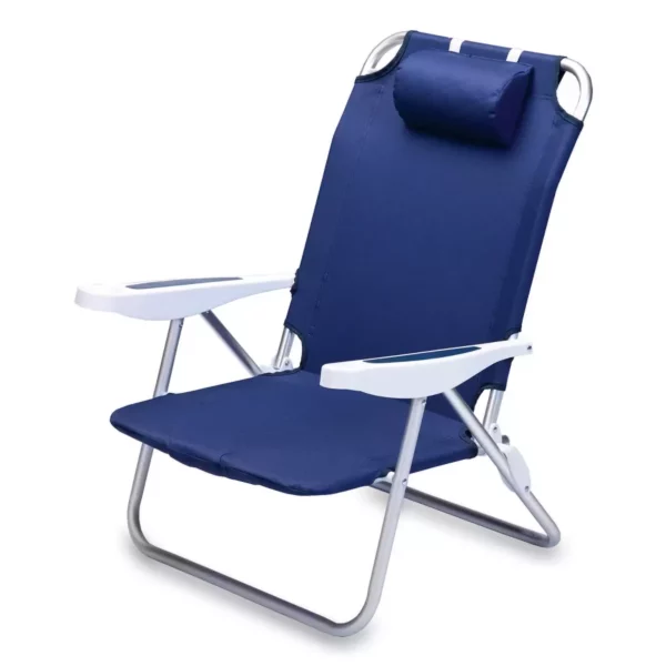 Adjustable Reclining Beach Chair – Foldable Aluminum Frame with Headrest & Carry Strap