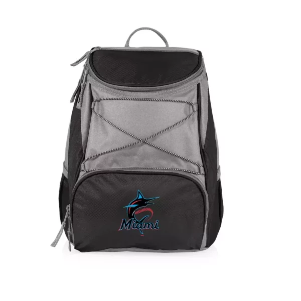 Compact Insulated Backpack Cooler – Dual Storage Zones, Bottle Holders & Padded Back Support (Miami Marlins edition)