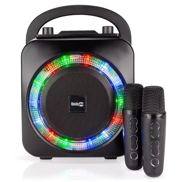 Bluetooth Karaoke Party Speaker with Dual Wireless Microphones – LED Light Show & Voice Effects