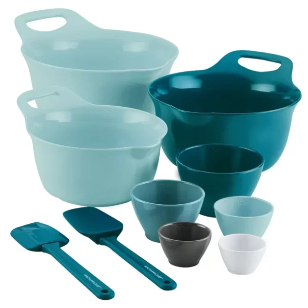 Mix & Measure 10-Piece Mixing Bowl, Measuring Cup & Utensil Set - Complete Non-Slip Nesting Kitchen Prep Kit - Durable, Colorful & Space-Saving Design