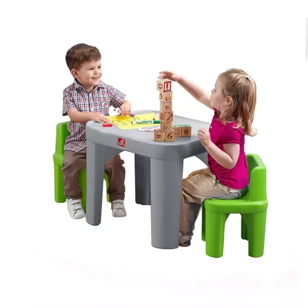 Mighty My Size Table and Two Chairs Set for Toddlers & Kids - Durable, Easy-to-Clean Plastic for Crafts, Reading & Playtime - Compact and Sturdy Design