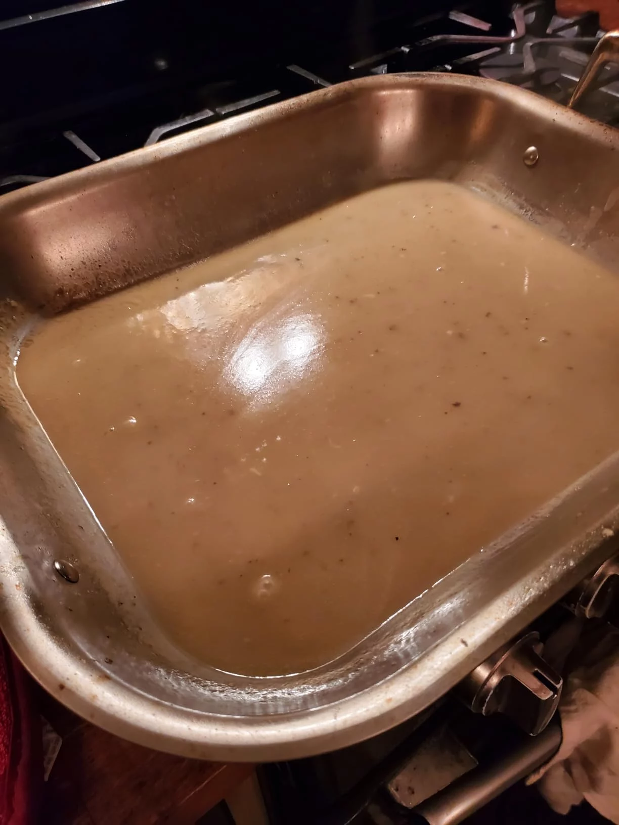 Gourmet Prima Style 18/10 Stainless Steel 15-Inch Roaster Pan - Heavy-Duty Construction with Basting Grill Rack - Ideal for Turkey, Roasts & Vegetables - Induction Ready photo review