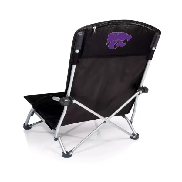 Portable Beach Chair – Low-Seat Foldable Design with Carry Bag, Headrest & Zipper Pocket (Kansas State Wildcats edition)