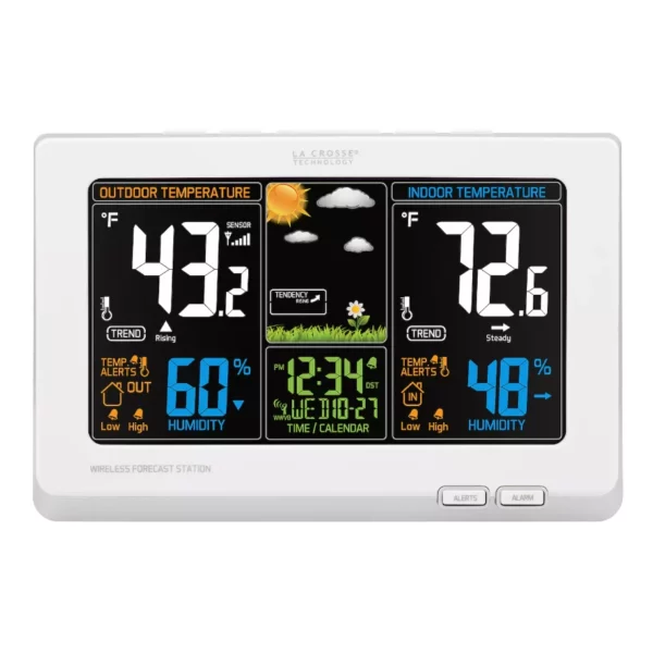 La Crosse Wireless Atomic Digital Color Weather Forecast Station with Alerts, White