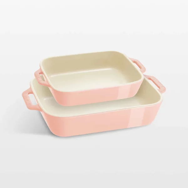 Staub Stoneware Rectangular Baking Dishes Set of 2, Oven Safe Bakeware