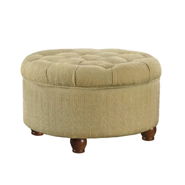 Button Tufted Round Storage Ottoman
