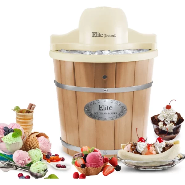 4 qt Electric Motorized Old Fashioned Bucket Ice Cream Maker