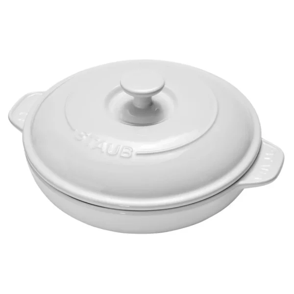Staub Ceramic 8-Inch Round Covered Brie Baker, White