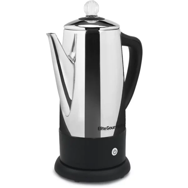 Elite Gourmet 12 Cup Stainless Steel Electric Coffee Percolator, Automatic Hot Coffee Maker