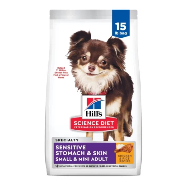 Sensitive Stomach and Skin Small and Mini Adult Dog Dry Food Chicken and Rice 15 lb