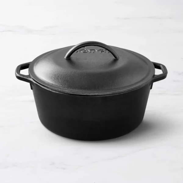 Lodge Seasoned Cast Iron Dutch Oven, Size:5-Qt. - Preseasoned 5-Quart Cast Iron Dutch Oven with Lid, Made in USA
