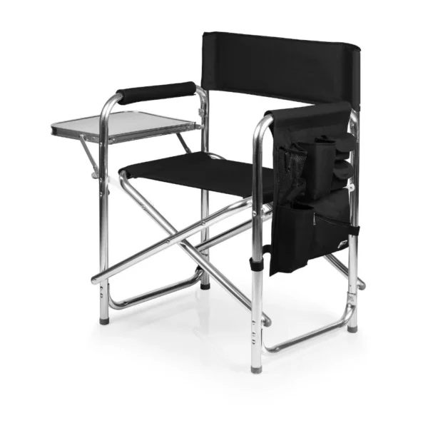 Picnic Time Sports Chair with Side Table - Portable Folding Outdoor Camp Chair with Fold-Out Table & Storage