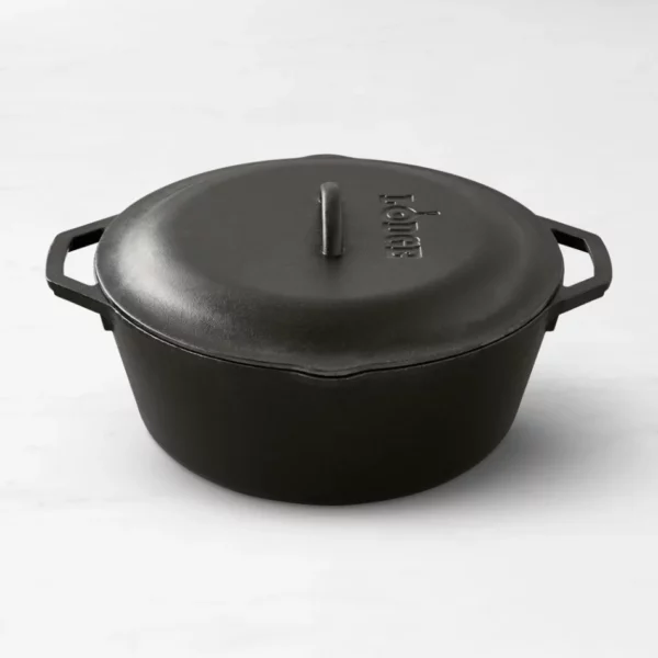 Lodge Seasoned Cast Iron Dutch Oven, Size:7-Qt. - Preseasoned 7-Quart Cast Iron Dutch Oven with Lid, Made in USA