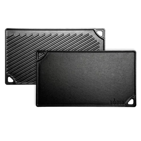 Lodge Seasoned Cast Iron Reversible Grill & Griddle Pan, 16.75" x 9.5" Pre-Seasoned Double-Sided Grill/Griddle – Perfect for Stove, Oven, Grill & Campfire, Made in USA
